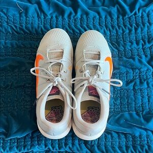 Nike women’s softball cleats  - White with Orange Swoosh